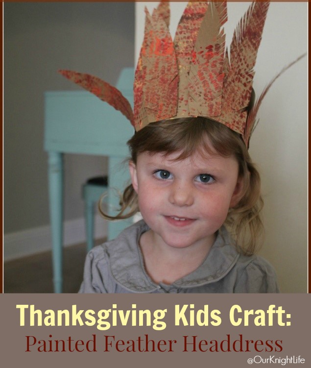 "Thanksgiving Craft" "Kids Crafts" "Children's Thanksgiving Craft" "Feather Headresses" "Painted Feathers" "Painted Feather Headress"