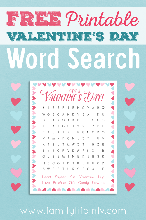 Valentine's Day Word Search Puzzle for Kids! Free Printable!